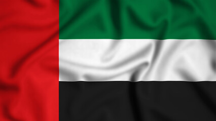 United Arab Emirates flag waving in the wind background illustration, silk