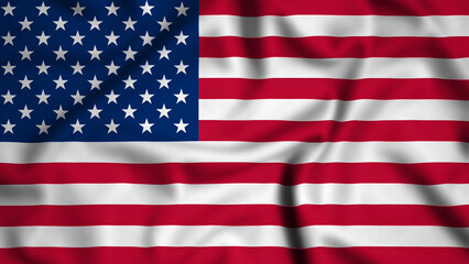 Fototapeta premium United States flag waving in the wind background illustration, silk
