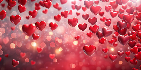 Valentines day background with scattered red hearts on a soft abstract backdrop, Valentines day, background, banner