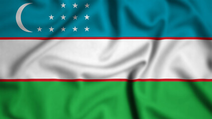 Uzbekistan flag waving in the wind background illustration, silk