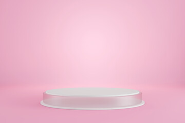 Podium cosmetic Product display stand production business Light pink color  background  3d rendering