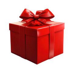 Obraz premium Bright red gift box with a shiny ribbon, perfect for celebrations, holidays, and special occasions.