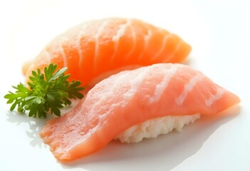 Traditional sushi sashimi on white isolated background