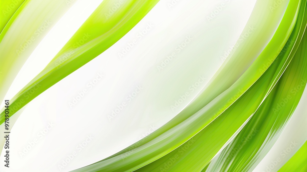 Poster green leaves curve and twist against white background modern abstract background