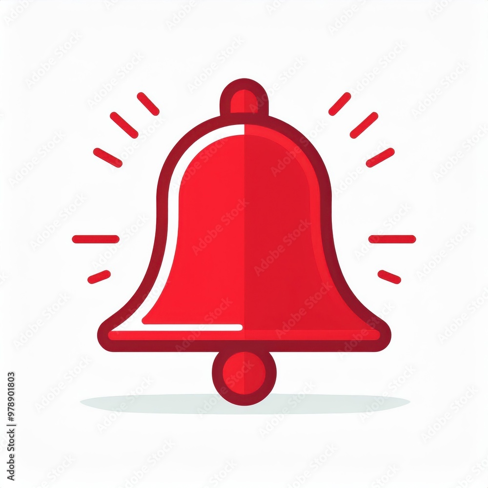 Poster minimalist outline of a ringing bell icon with notification bubbles. simple black and white symbol f