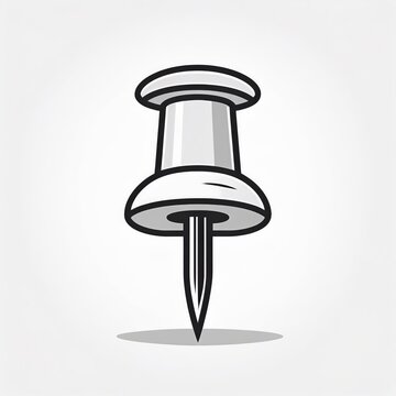 recommend clip art: Minimalist Monochrome Illustration of a Classic Push Pin in Profile View. Clean and Simplified Symbol for Organization, Office Supplies, and Precision. Vector Logo Icon 