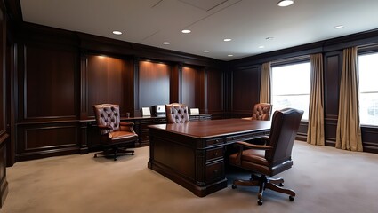 "Sophisticated Spaces: Elegant Office Corridors with Defocused Room Backgrounds, Perfect for Business Presentations, Corporate Wallpapers, and Professional Backdrops