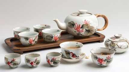 Fototapeta premium Chinese tea set wallpaper