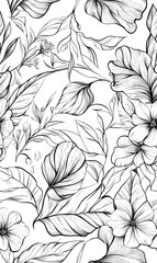 floral and leaf seamless patterns in doodle-style tile designs with graphic format.