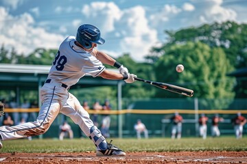 Baseball Player in Action On The Stadium
