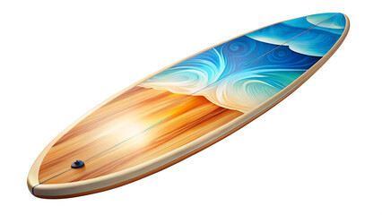 Illustration of Ocean Wave Surfboard on a Transparent Background