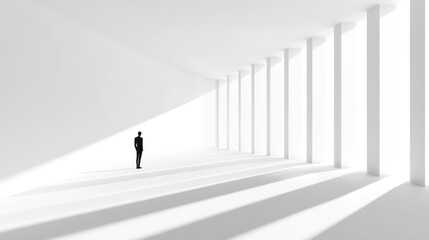 A 3D metallic sculpture casting intriguing shadows, illuminated by dual light sources against a clean textured background.