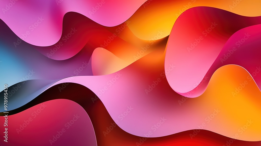 Poster abstract shapes with soft gradient transitions creating a harmonious and colorful composition