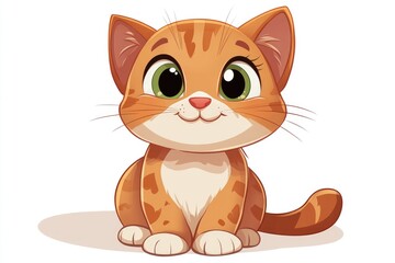 Obraz premium Adorable tabby cat sitting and looking curious with big eyes