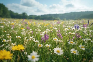 Wildflowers blooming in a field on a sunny summer day © Gatherina