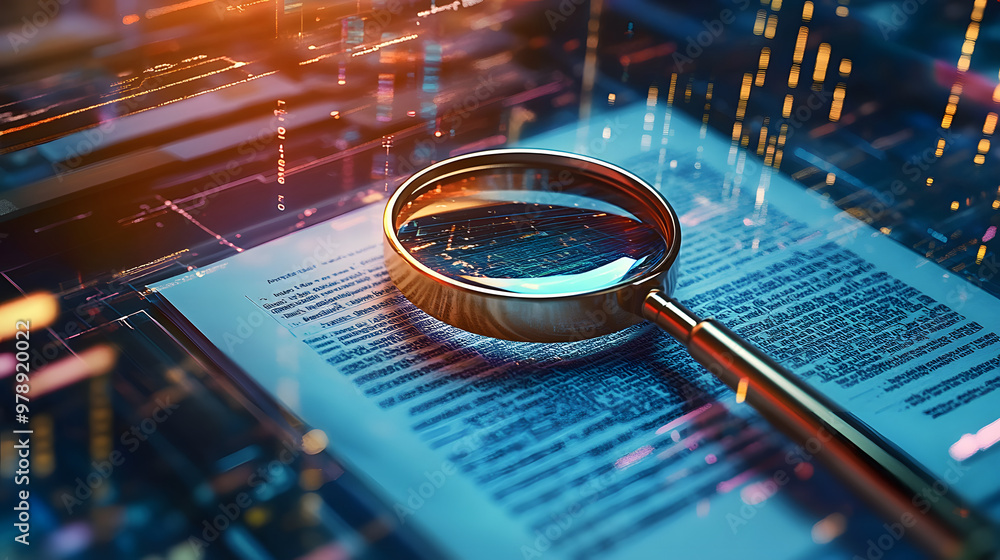 Aufkleber a detailed it security risk assessment concept depicted with a magnifying glass focused on a documen