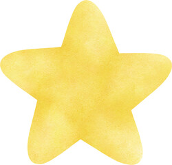 Star painted in a watercolor style. The star is bright yellow and has five points. 