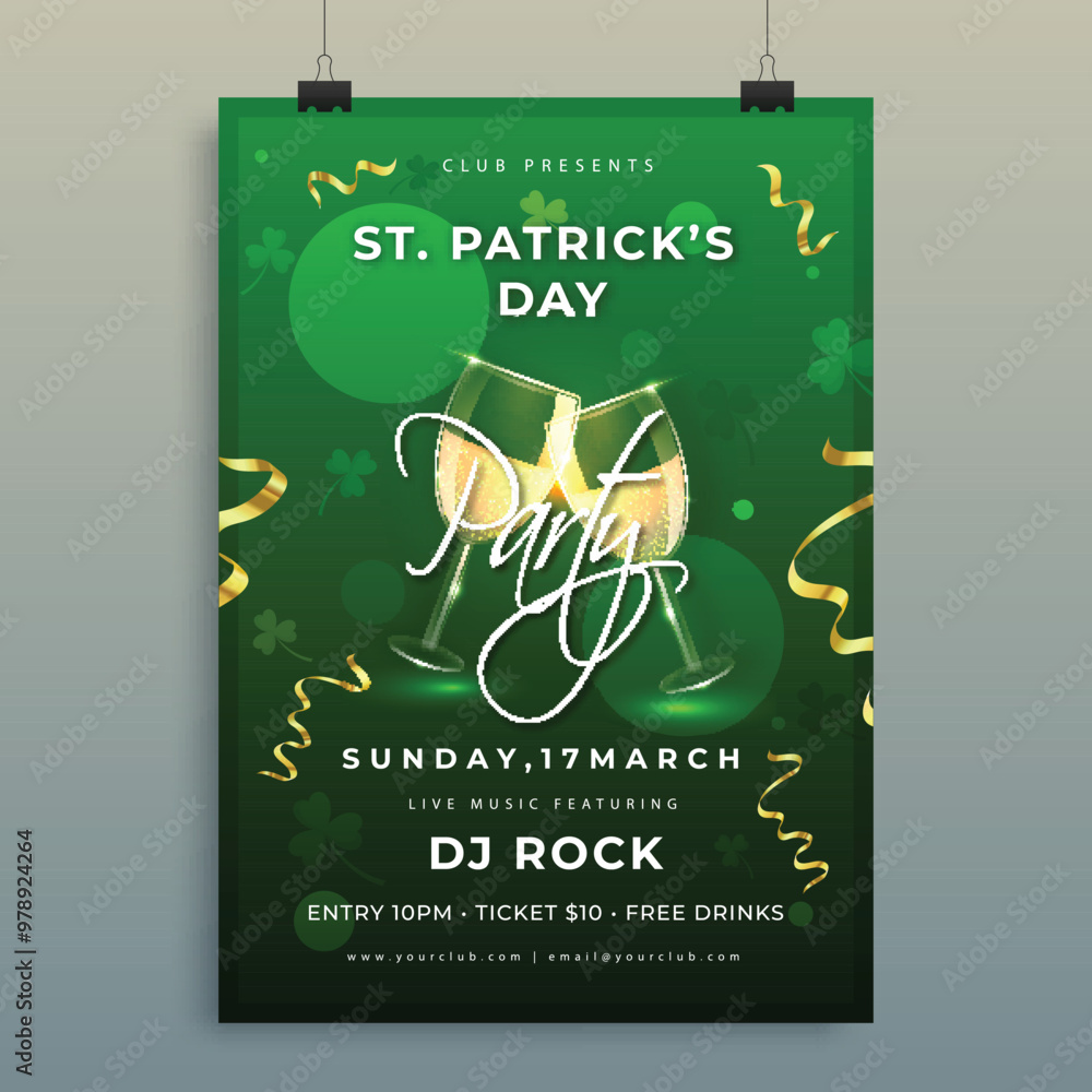 Canvas Prints template or flyer design of st. patrick's party celebration with time, date and venue details.