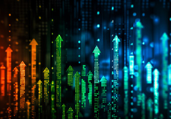 Obraz premium A stock market graph with upward arrows