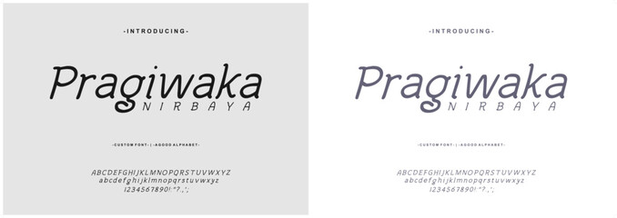 Alphabet Font Pragiwaka Nirbaya typeface font script style  lettering stylish Uppercase, Lowercase, and Number. 
Font hand-drawing Vector illustration lettering stylish  