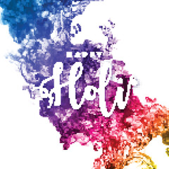 Dissolving watercolor effect with stylish text Happy Holi for Indian festival celebration.