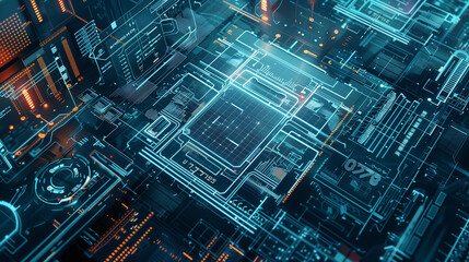 Obraz premium Futuristic digital circuit board design