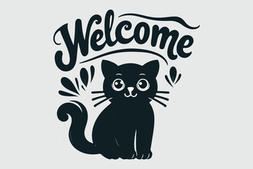 welcome typography, silhouette, vector and illustration