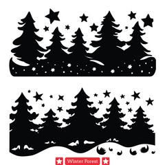 Glimmers of Frost  Magical Winter Forest Vector Silhouettes for Artisans