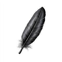 A feather quill icon, freedom of expression, handdrawn style, black, isolated on white background