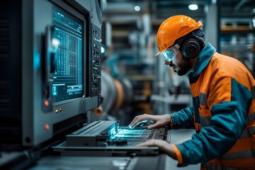 Worker Using Laser Scanner for Precise Product Dimensional Inspection and Control