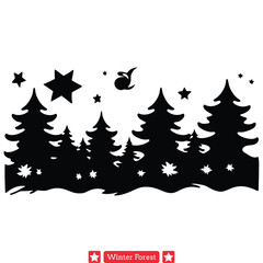 Snowfall Sonata  Ethereal Winter Forest Vector Silhouettes for Artworks