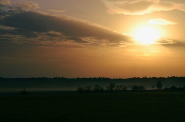 landscape foggy morning sunrise