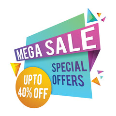 Mega Sale Paper Tag or Banner design.