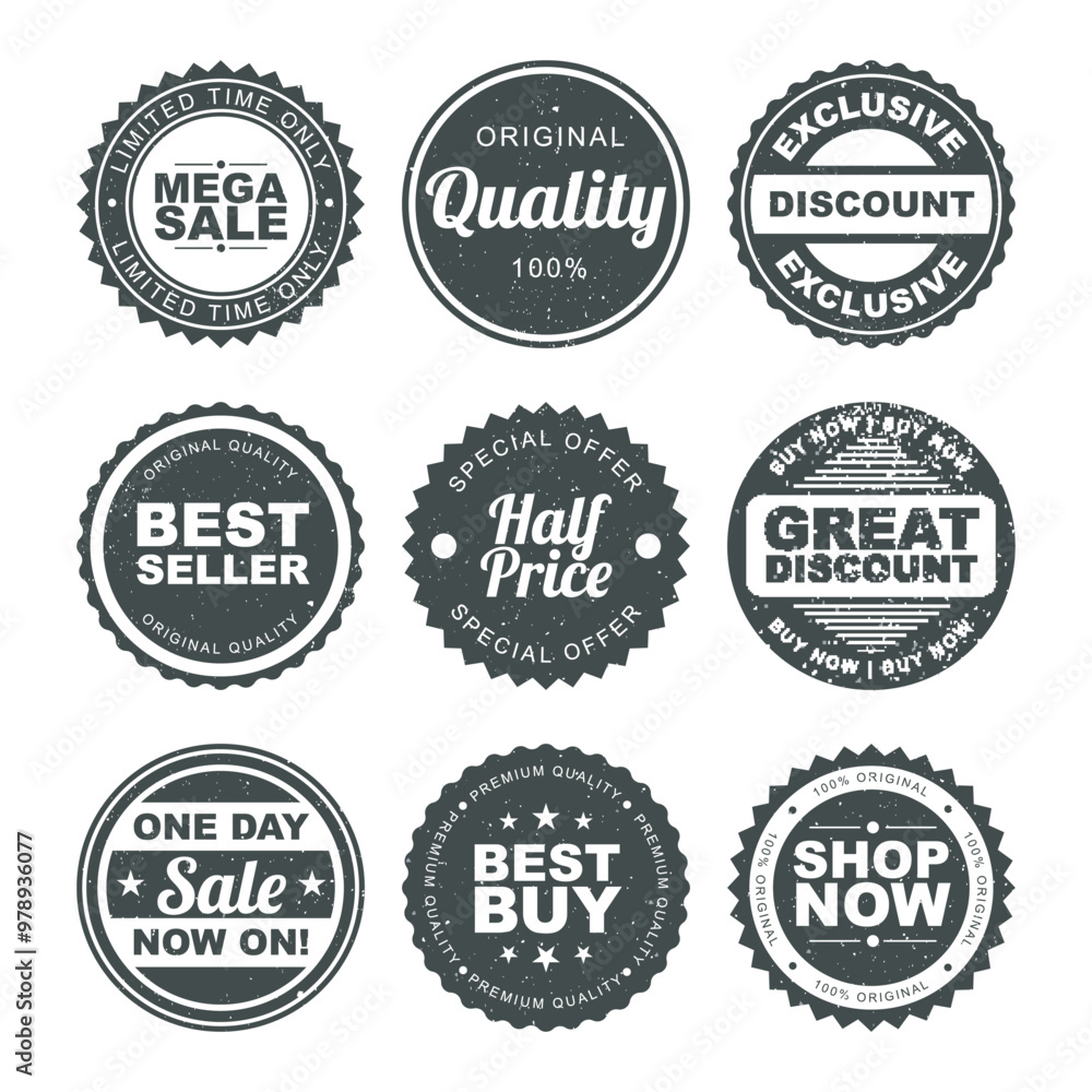 Sticker set of sale stickers, tags, labels or badges.