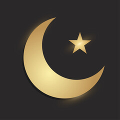 Vector illustration of the Crescent Moon and Star the symbol for Islam and Muslim