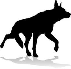 A detailed animal silhouette of a pet dog