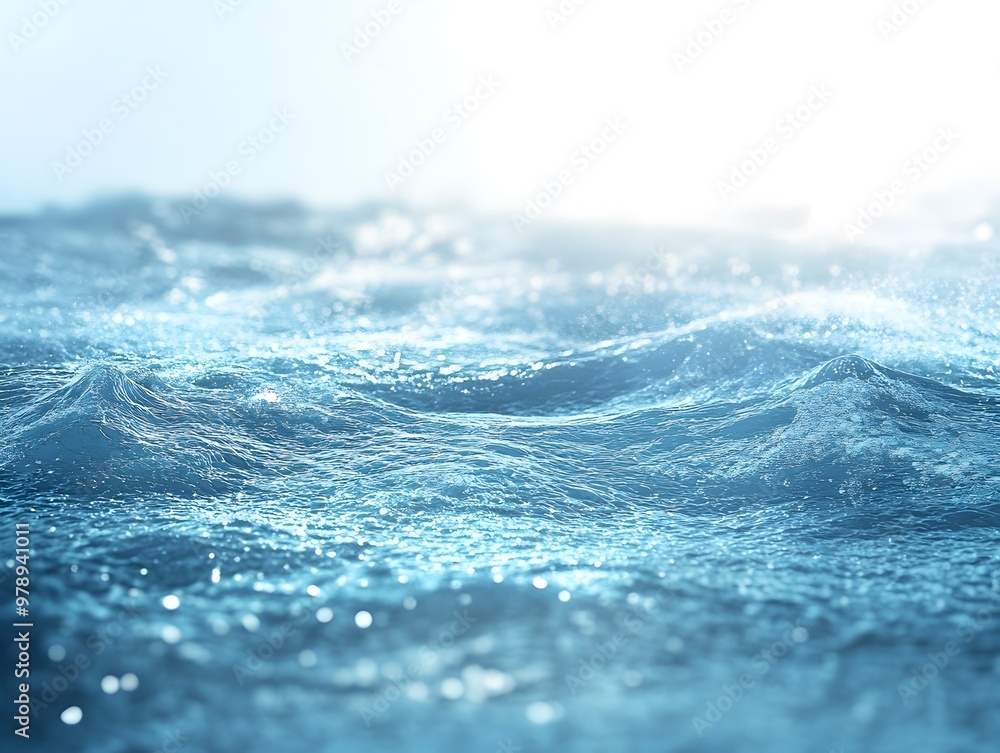 Aufkleber a serene view of shimmering ocean waves under soft light.
