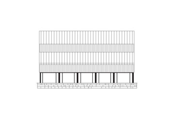 Line illustration of the new modern State Archives Building in Bamberg on the Hainstrasse 39, Bamberg in Germany.
