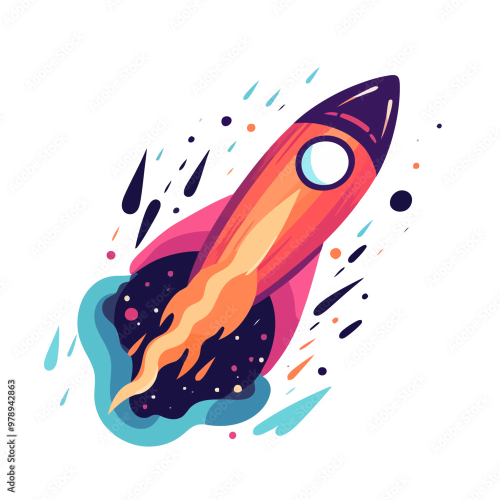 Poster rocket icon. space rocket launch. spaceship image. vector illustration.