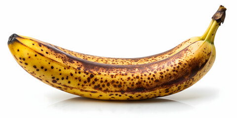 Ripe banana with brown spots isolated on white background, banana, ripe, brown spots, fruit, tropical, sweet, natural, isolated