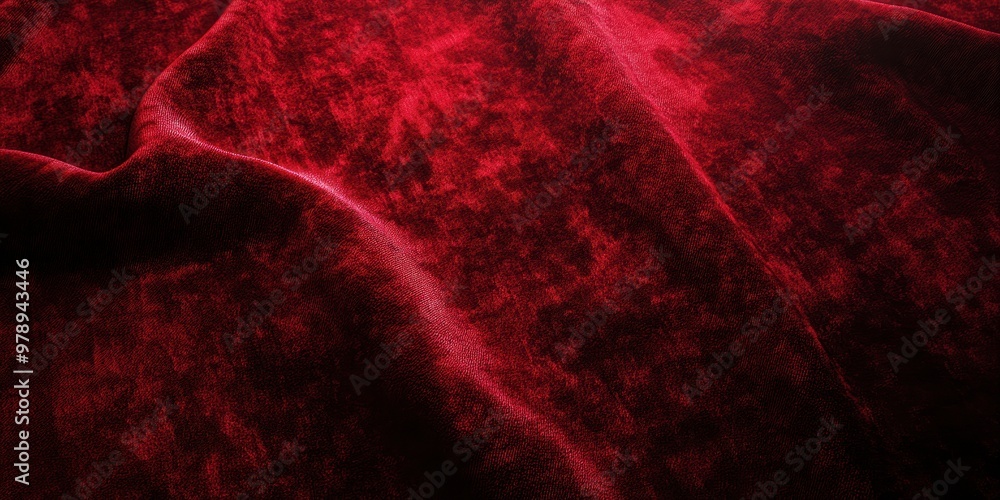 Poster a close-up of plush red fabric with soft texture and subtle lighting.