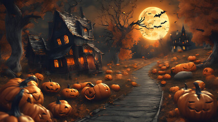 Cute and unique Halloween day background, Unique Halloween concept wallpaper, Halloween concept background, ai generated