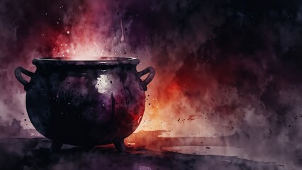 Witches' brew in watercolor style
