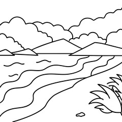sandy shores outline coloring book page line art drawing