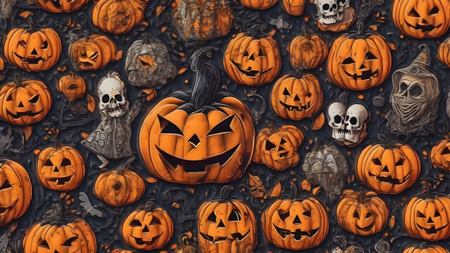 Cute Halloween background, Unique Halloween wallpaper, Halloween day concept background, ai generated