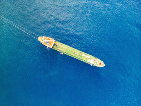 Aeial View of cargo ship, Stromboli, Messina, Italy