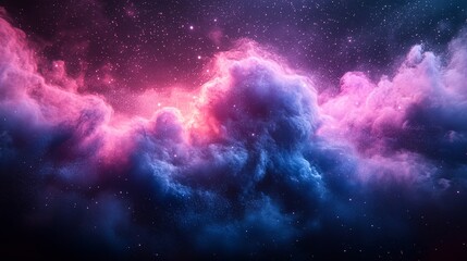 Fototapeta premium Cosmic Nebula with Pink and Blue Clouds and Stars