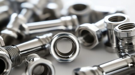 Close-Up of Shiny Metal Fittings