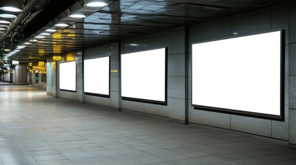Obraz premium Blank Billboard Mockup on City Street at Night
