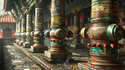 Nepalese prayer wheel in temple